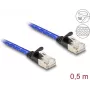 Sieťový kábel DeLOCK RJ45 plochý Cat.6A 0,5 m modrý