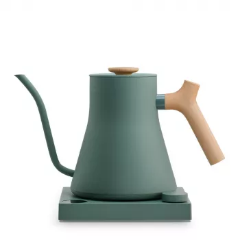 Elektrická kanvica Fellow Stagg EKG PRO 1L, 1200W, matná zelená, nerez, drevená rukoväť, nastaviteľná 40–100°C