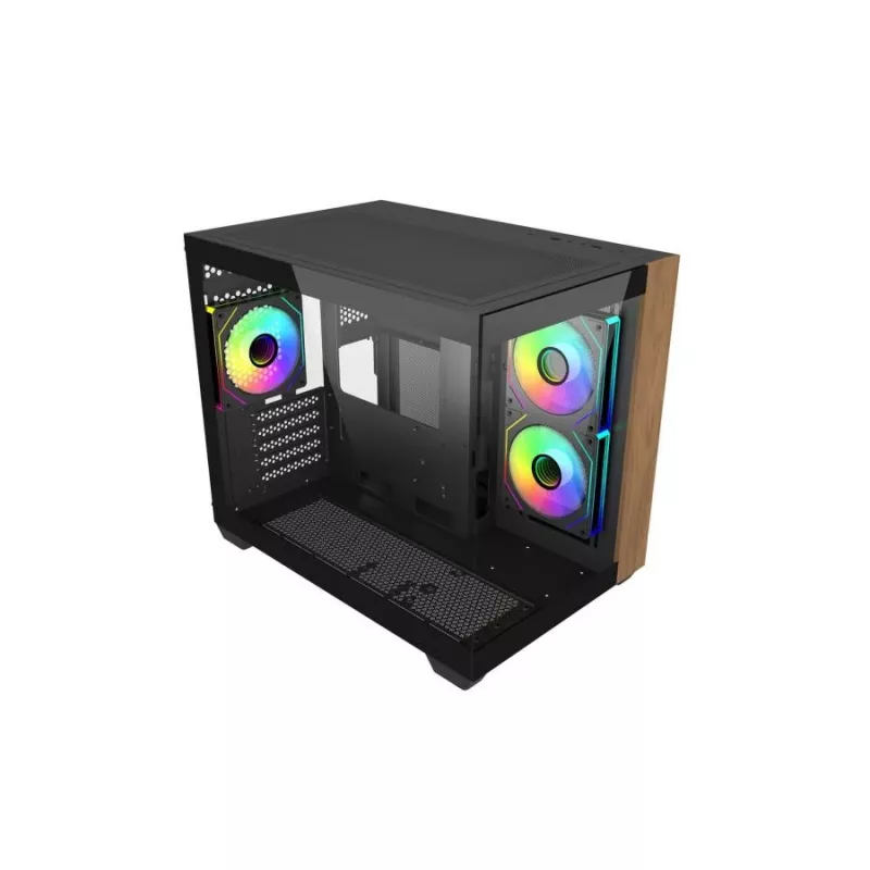 PC skriňa Cooler Master Elite 481 Wood — Dual-Chamber mATX s prírodným dizajnom dreva a dvoma tempered-glass panelmi