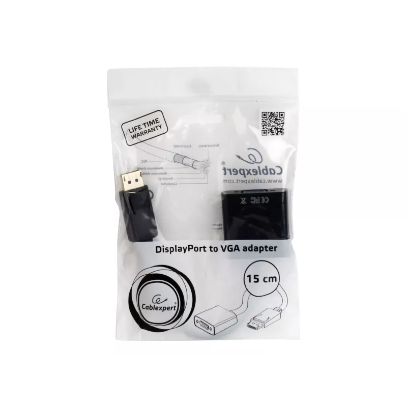Adaptér DisplayPort na VGA čierny
