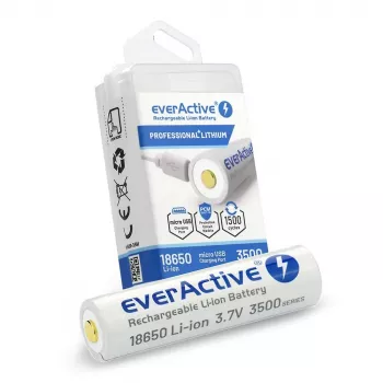 18650 Li-Ion 3.7V everActive 3500mAh batéria (1 ks) micro-USB s ochranou