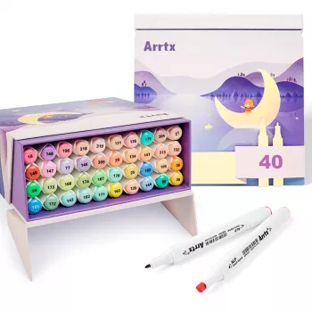 Obojstranné fixky Arrtx LC302598 — 40 pastelových farieb, obojstranné fixky