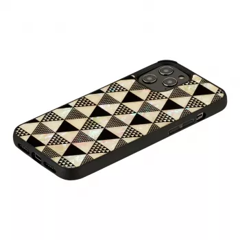 Ochranné puzdro iKins pre Apple iPhone 12 / 12 Pro — pyramídový vzor, čierna