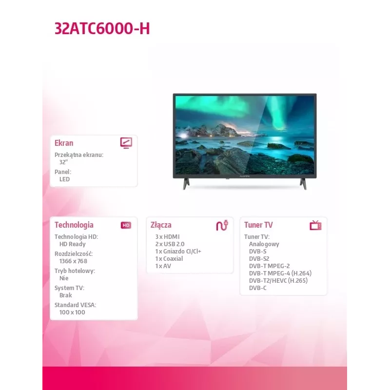 LED televízor Allview 81 cm (32 palcov) 32ATC6000-H, HD Ready, CI+