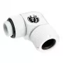 Fitting BitsPower BP-DWE90RMLA12 — mosadzný 90° uhlový konektor, biela, Ø 12 mm