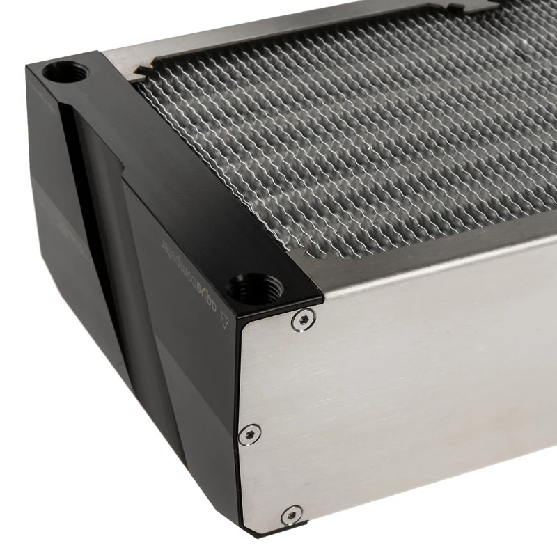 Radiátor Aqua-Computer airplex radical 4/360 — hliník/meď/nerez, 400×140×73 mm