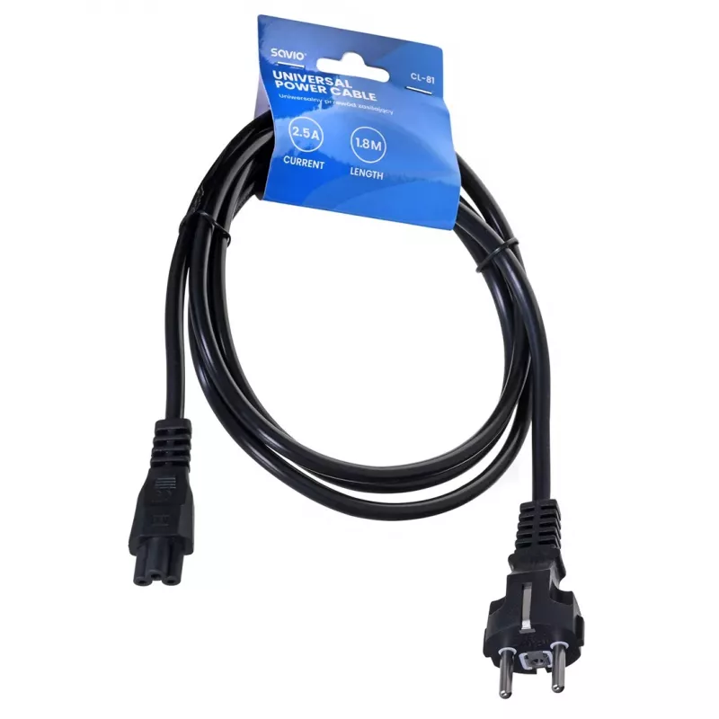 Savio CL-81 napájací kábel čierny 1,8 m sieťová vidlica typ E IEC C5