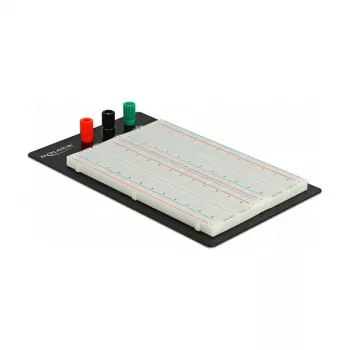 Nepájivé pole DELOCK 18314 — nepájivá prototypová doska, kov/plast, 109×165×1 mm, čierna/biela