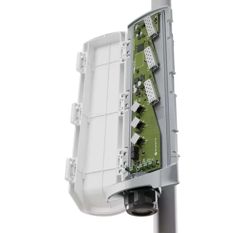 Sieťový switch MikroTik CSS606-1G-2Gi-3S+OUT 6-portový switch s 1G a 10G SFP+ uplinkmi