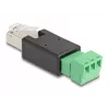 DeLOCK 66607 káblový adaptér RJ45 3-pólová svorkovnica čierny zelený
