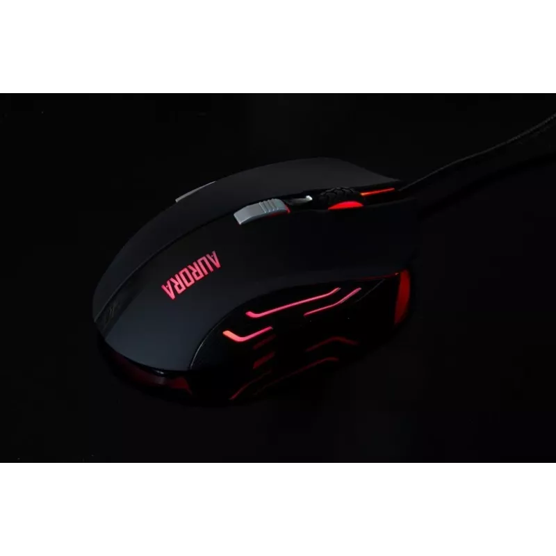 iBox Aurora A-1 IMOGS9031 drôtová optická herná myš, 2400 DPI, USB Type-A, RGB, pre pravákov, čierna