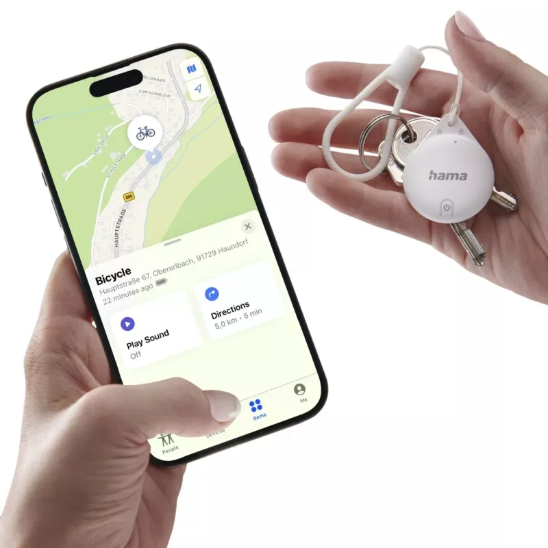 HAMA Item Finder 00185815 Bluetooth pre Apple Wo ist? App, biela — tracker na vyhľadávanie osobných predmetov
