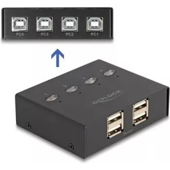 DeLOCK USB 2.0 switch 4 PC na 4 zariadenia čierny 0,48 Gbit/s