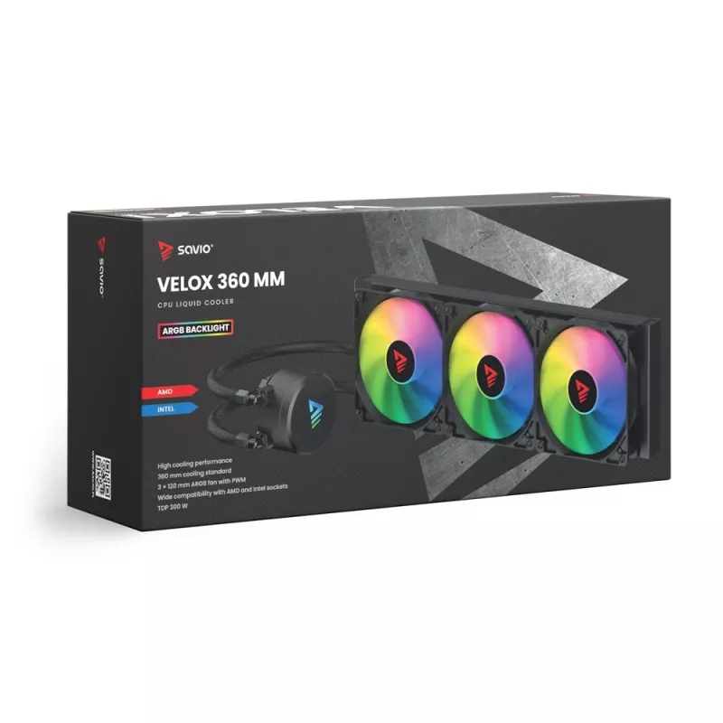 SAVIO VELOX 360 mm CPU kvapalinový chladič s ARGB