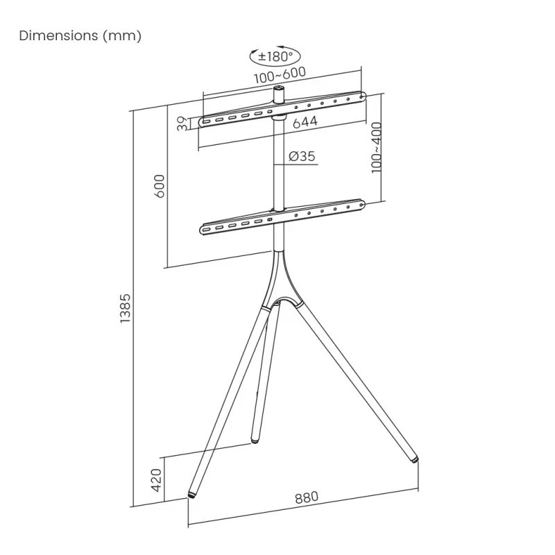 Držiak SBOX FS-1246F 45–65° naklápací, zaťaženie 32 kg, platforma 600×400 mm