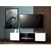 TV skriňa Cama Meble PAFOS EF s elektrickým krbom 180×42×49 cm, biela matná