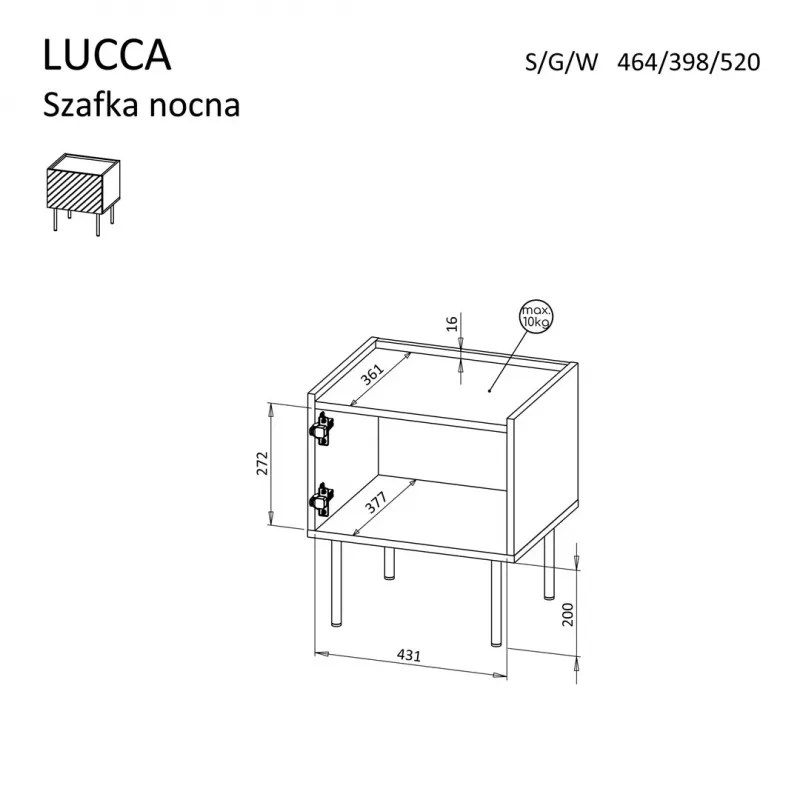 Nočný stolík Cama meble LUCCA, 2 ks, 47x40x52 cm, čierny, MDF/drevotrieska