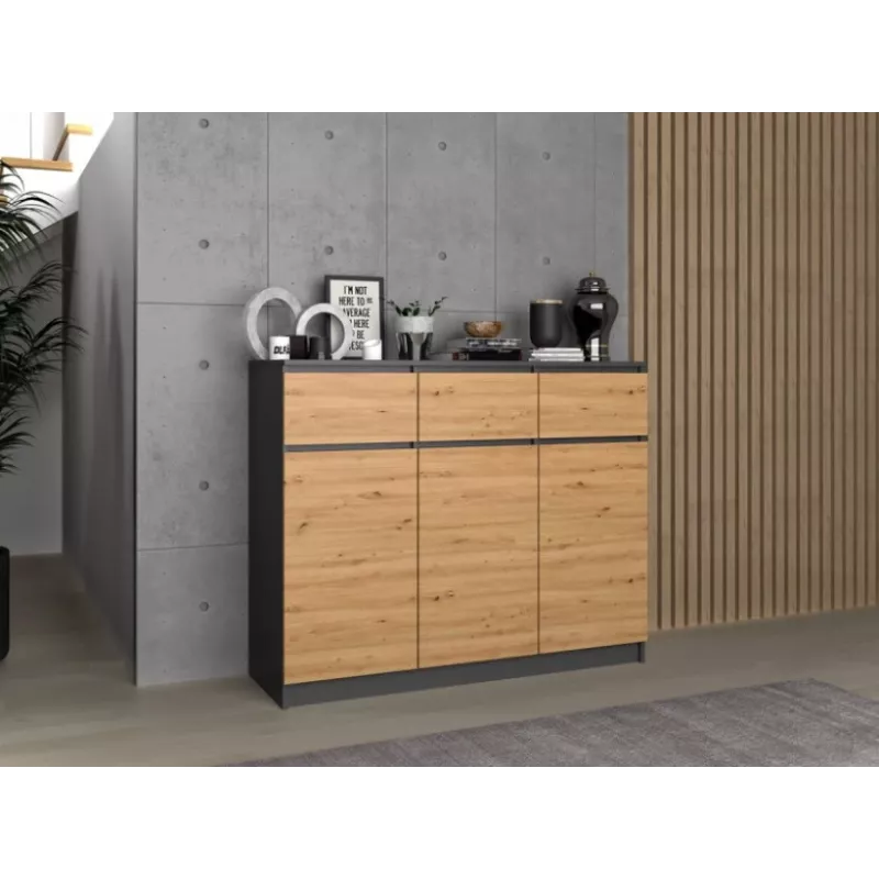 3D3S komoda 120x40x97 cm, antracit/artisan