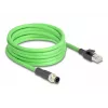 Sieťový kábel DeLOCK M12 kábel D-kódovaný 4-polový konektor samec na RJ45 konektor samec PUR (TPU) 5 m