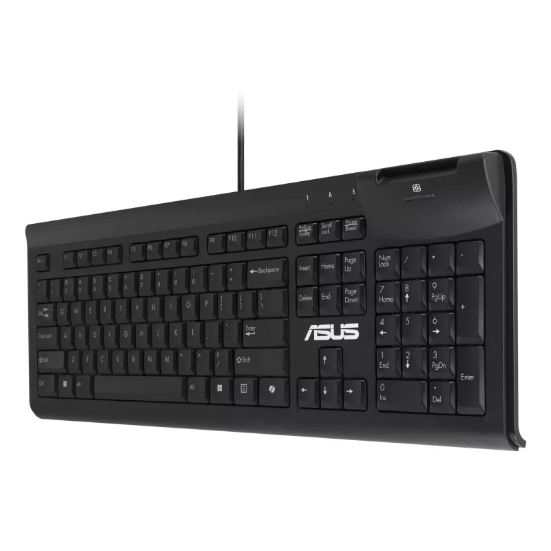Káblová klávesnica Full-Size ASUS KU100 čierna, estónske rozloženie, USB Type-A, 2 m kábel