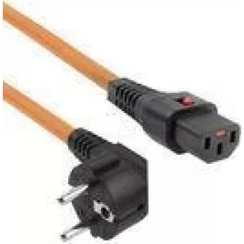 ACT napájací kábel CEE 7/7 konektor samec (zahnutý) - C13 IEC Lock oranžový 2 m, EL247S