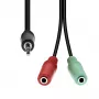 Kábel ProXtend 4-pin na 2×3-pin M-F M42XM3F-003, 1 m, čierny