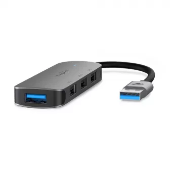 Nedis USB hub USB-A konektor samec – 4x USB A, 4-portový, USB 2.0 / USB 3.2 Gen 1, USB napájaný, 5 Gbit/s (CCGB61210GY01)