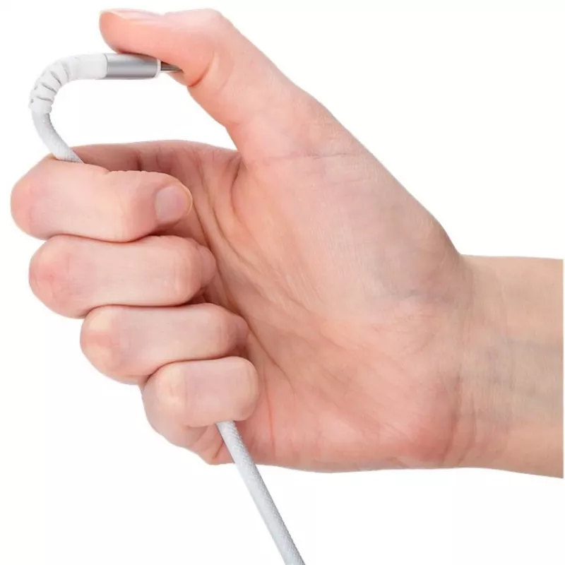 Goobay KÁBEL USB-C (ST-ST) 2m prepojovací kábel textilný plášť biely USB kábel USB 2.0 USB C (70194)