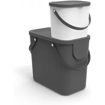 Odpadkový kôš Rotho Albula obdĺžnikový plast 6 L, antracit, 200×235×208 mm