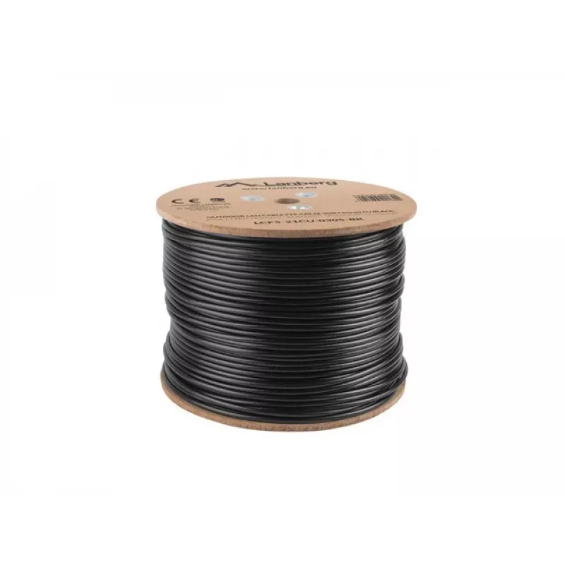 Lanberg LCF5-21CU-0305-BK inštalačný kábel Cat5e F/UTP vonkajší, plný medený vodič, 305 m, čierny
