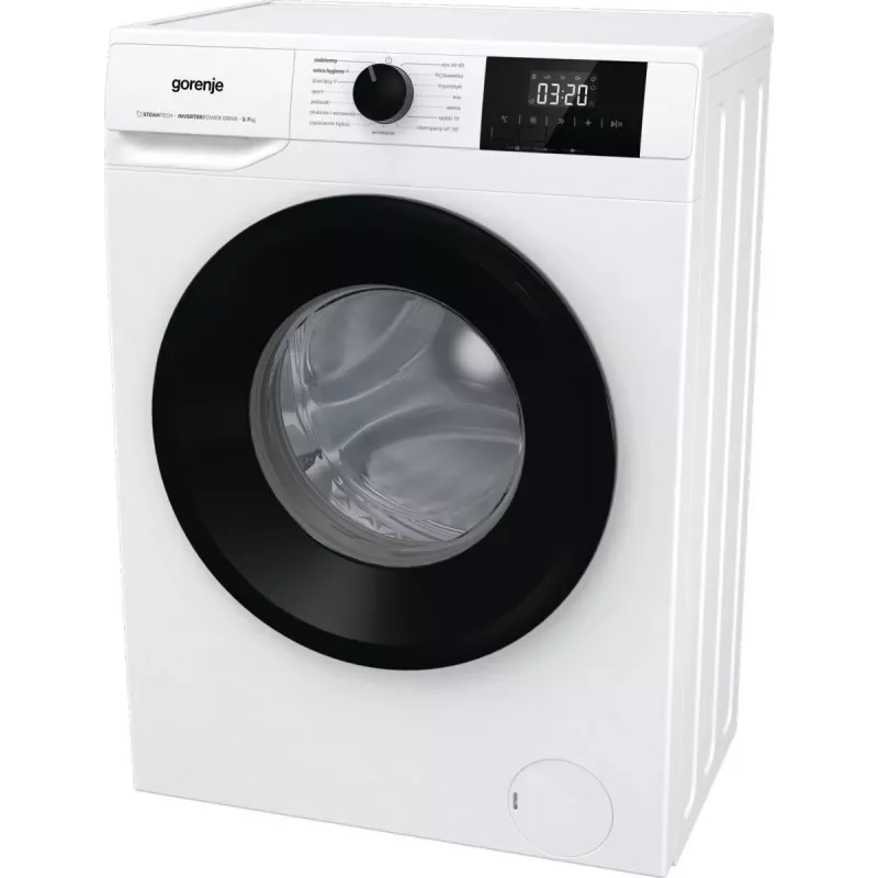 Voľne stojaca práčka Gorenje W3NGPI72SBS, 7 kg, 1200 ot/min, invertorový motor, para, 15 programov, biela