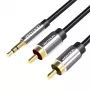 Vention audiokábel 3,5 mm jack samec na 2RCA samec 1 m čierny kovový