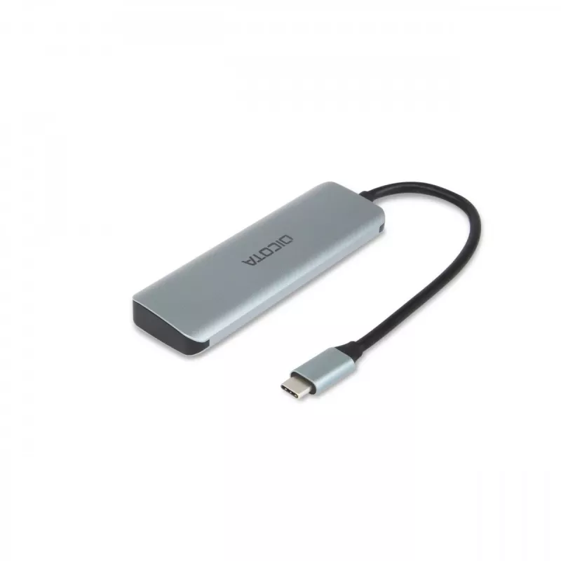 USB Type-C hub DICOTA D32061 10000 Mbit/s strieborný