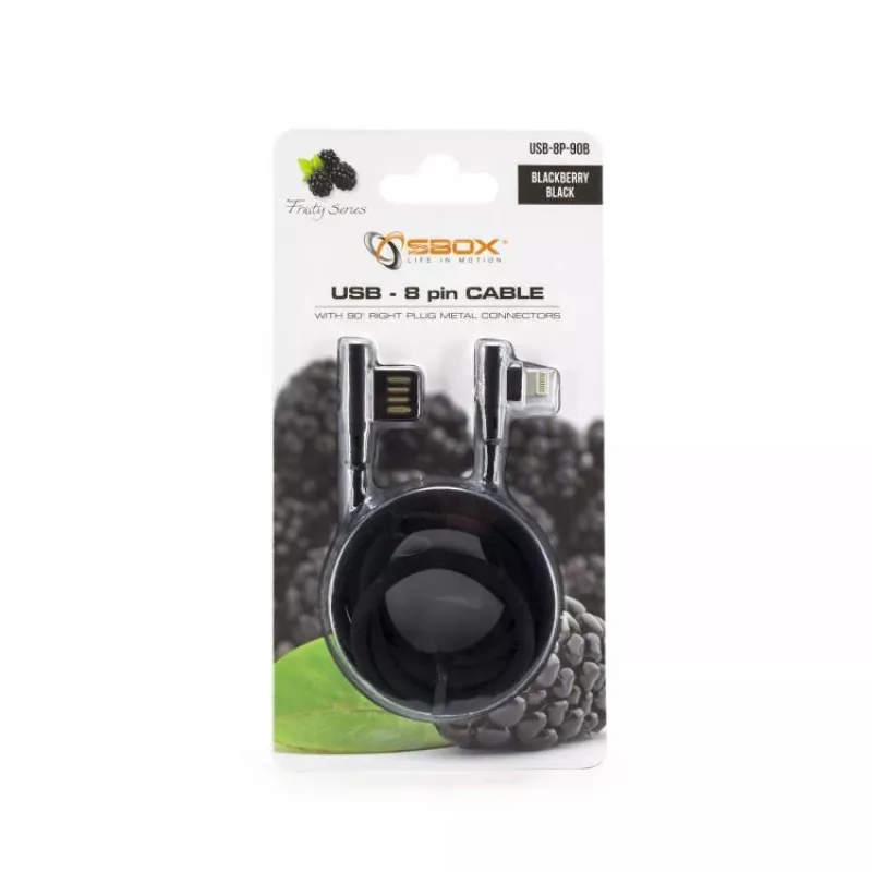 Sbox USB-8P-90B USB 8-Pin kábel blackberry čierny
