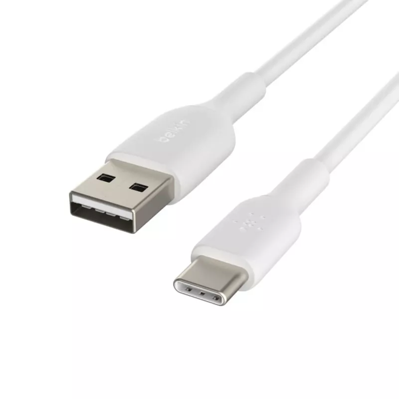 Kábel PVC USB-C na USB-A 15 cm biely