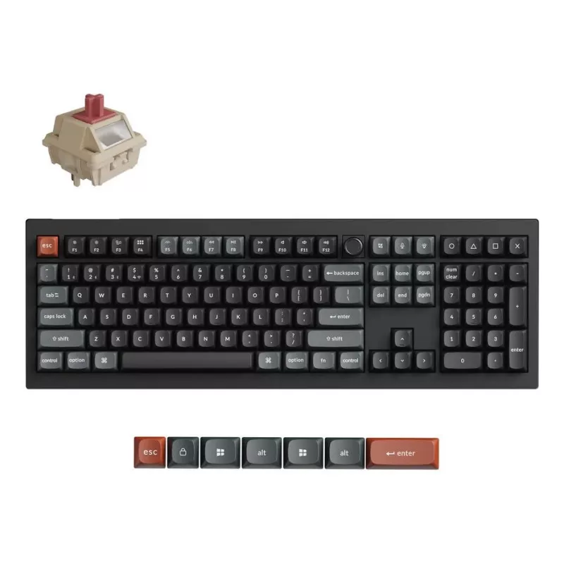 Mechanická Full-Size (100%) klávesnica Keychron V6 Ultra 8K — QWERTY, Bluetooth, RGB LED, čierna