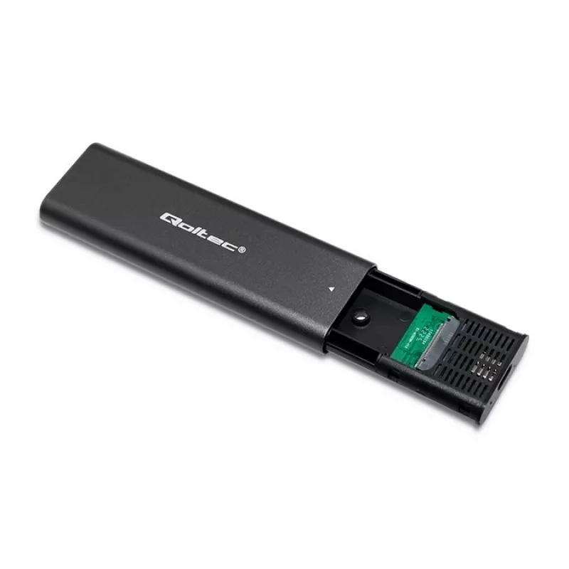 Qoltec 50312 puzdro na M.2 NVMe SSD, USB Type-C, čierne