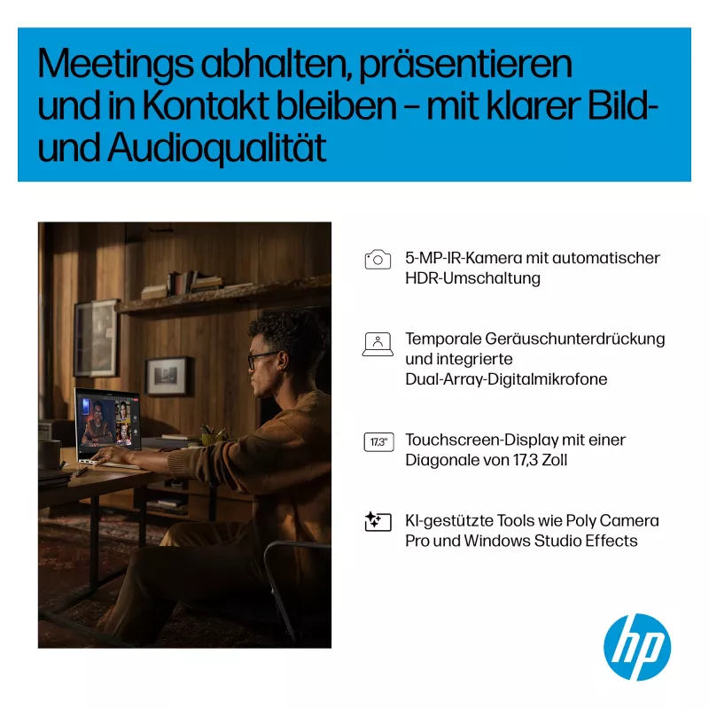 HP OmniBook 7 Next Gen AI Notebook 17-dc0074ng - Intel Core Ultra 7 258V / 2.2 GHz - Win 11 Pro - Intel Arc Graphics 140V - 32 GB RAM - 1 TB SSD NVMe - 43,9 cm (17.3