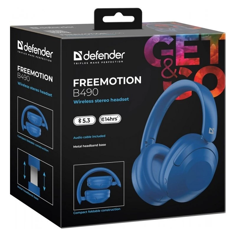 Bezdrôtové slúchadlá Defender Fre Emotion B490 — modré, On-Ear, Bluetooth, vstavaný mikrofón