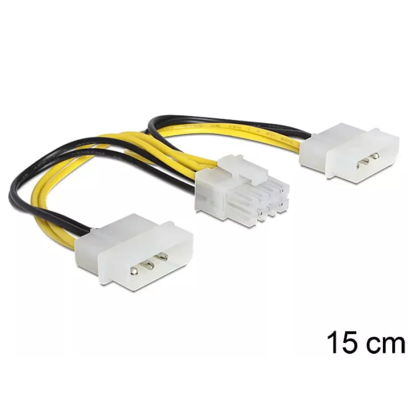 Interný napájací kábel DeLOCK 83410 0,15 m EPS 8-pol Molex 3-pol
