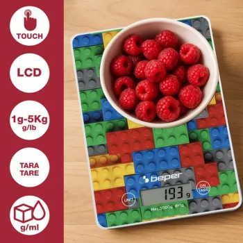 Kuchynská váha Beper P102BIL005 – digitálna, 5 kg, 1 g, farebné kamene