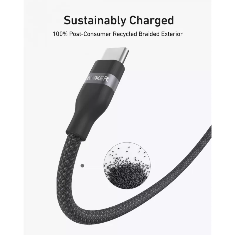 USB-C na USB-C kábel Anker A82E2 — USB 2.0, 1,8 m, čierny