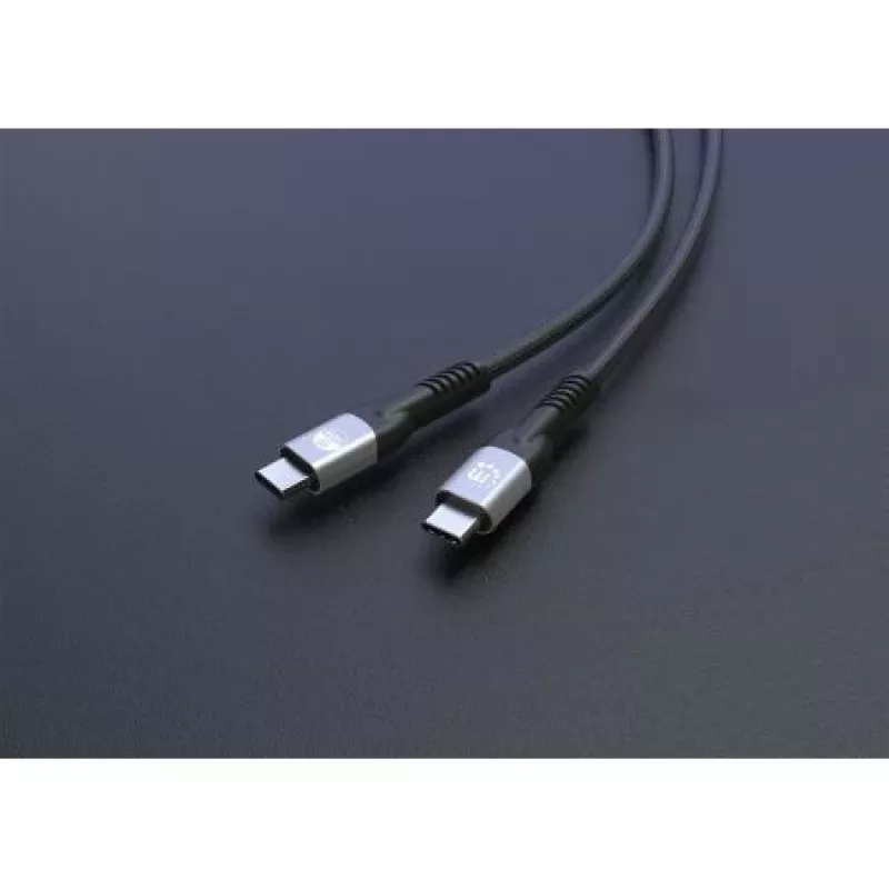 Manhattan Fast USB-C na USB-C kábel (240 W), 1 m, 240-W nabíjanie notebooku + vysokorýchlostné dáta a video, kompatibilný so všetkými notebookmi (vyžaduje sa dodatočný USB-C-240-W napájací zdroj), ultrarýchly prenos 40 Gbit/s, čierny, 3 roky záruka