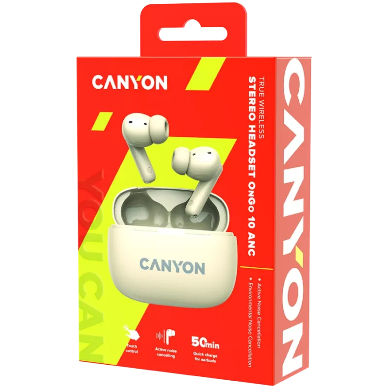 Canyon CNS-TWS10BG slúchadlá a headset True Wireless Stereo (TWS) In-Ear pre hovory/hudbu/šport/každodenné použitie USB Type-C Bluetooth béžová (CNS-TWS10BG)
