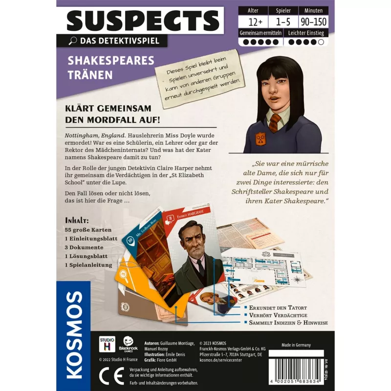 Suspects: Shakespeares Tears, kartová hra