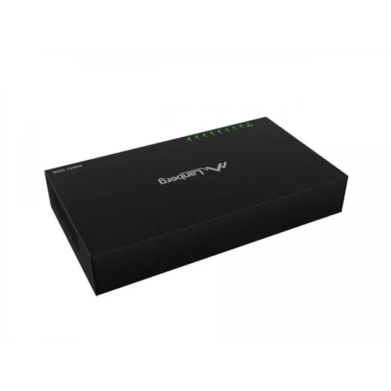 Sieťový switch LANBERG DSM1-1008 8x 1 Gb/s unmanaged Gigabit Ethernet Desktop 12V kovové puzdro