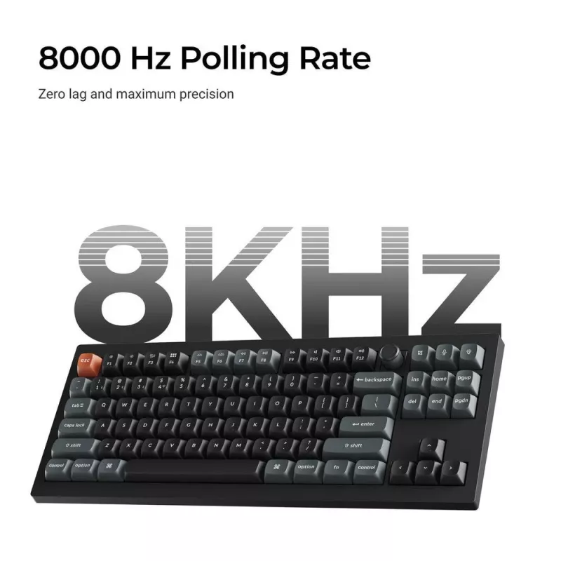 Mechanická klávesnica Keychron V3 Ultra 8K – QWERTY, Bluetooth & kábel, RGB, čierna