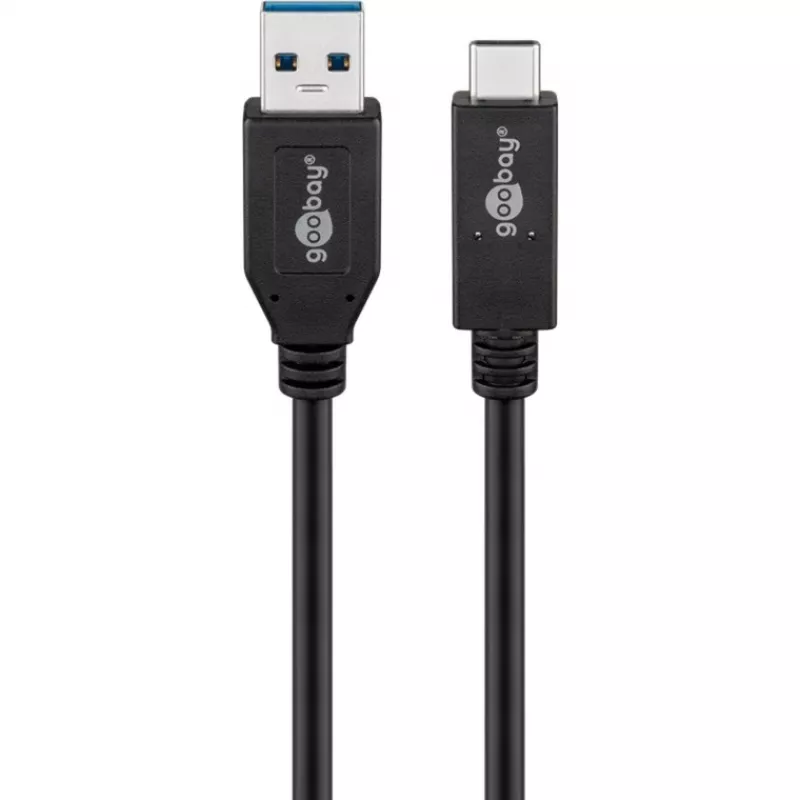 Wentronic goobay - USB kábel - USB-C (M) na USB Type A (M) - USB 3,1 Gen 2 3 A - 50cm - okrúhly - čierny (41073)