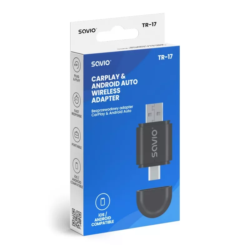 Savio TR-17 bezdrôtový adaptér CarPlay a Android Auto