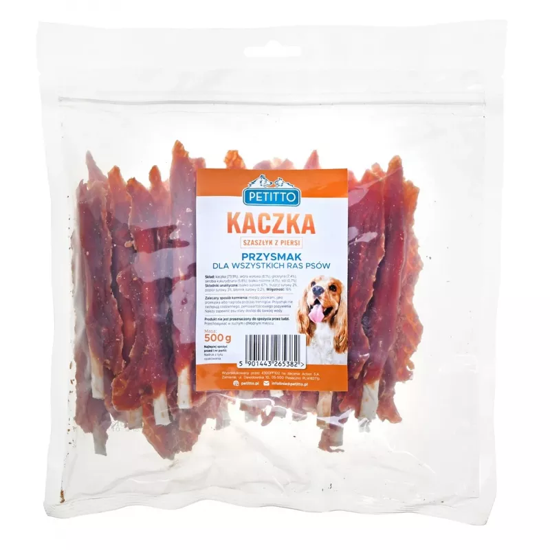 PETITTO Kebab z kačacích pŕs maškrta pre psov, 500 g